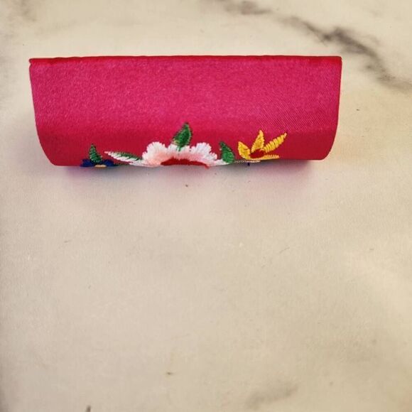 Mexican floral embroidered hot pink lipstick case excellent condition mini mirro - Picture 4 of 6